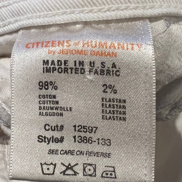 Citizens of Humanity Cropped Jeans Women's Size 29 White Dani Cuffed Bottoms - Picture 8 of 8